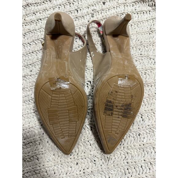 Bandolino Slingback Kitten Heel Shoes Zampa Pointed Toe Patent Womens Sz 7 Nude - Picture 2 of 9